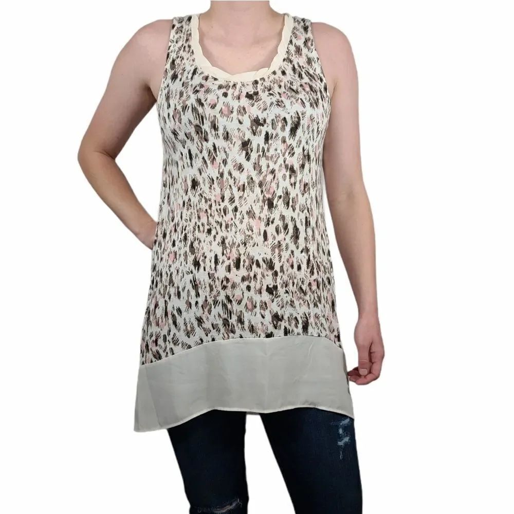 Maurices White and Pink Animal Print Tunic Top